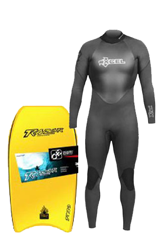 Bodyboard and Wetsuit
