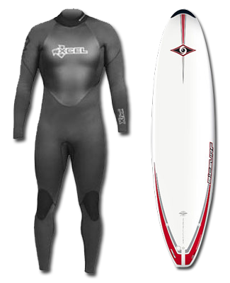 Surfboard and Wetsuit